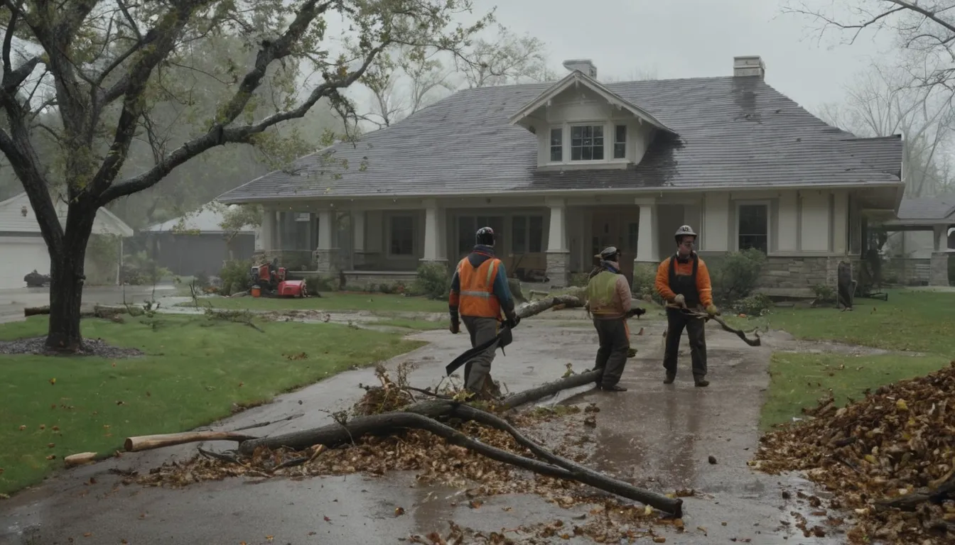 Tree removal work after a storm on a residential street in Chattanooga